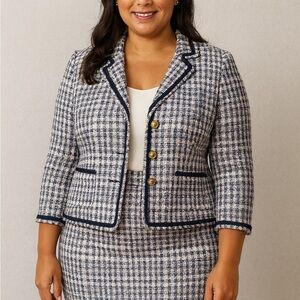 kate spade Navy and Cream Tweed Blazer